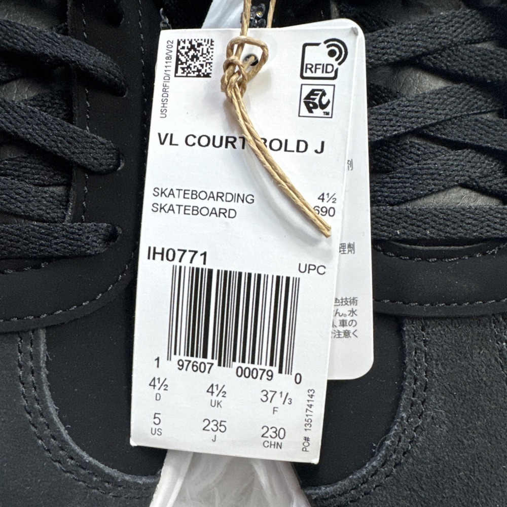 Adidas VL Court Bold Black Sparkle Glitter Youth Platform Shoes IH0771 Skate New - Picture 4 of 8